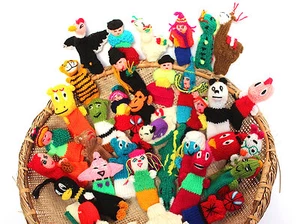 #499 Fair Trade Peruvian Finger Puppets Set 5 Assortment Birds Animals Insects - Picture 1 of 2