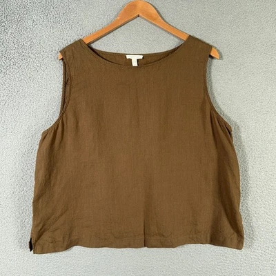 Eileen Fisher Tank Top Women XL Organic Linen Sleeveless pullover Shell - Image 1 of 4