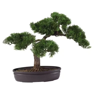 16 In. Artificial Cedar Bonsai Silk Plant - Image 1 of 4
