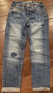 Gap Kids 1969 Distressed “Boy Fit” Girls Jeans Size 8 Slim - Picture 1 of 4