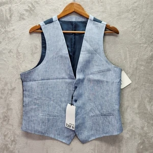 Bar III Suit Vest Mens XL Blue Linen Slim Fit Formal Wedding Party $115 New - Picture 1 of 8