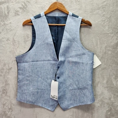 Bar III Suit Vest Mens XL Blue Linen Slim Fit Formal Wedding Party $115 New - Image 1 of 4