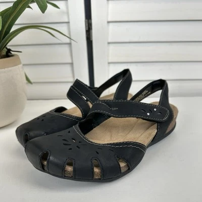 Earth Origins Bosk Brenda Black Vegan Sandal Ankle Strap Comfort Shoe Size 6M - Image 1 of 4