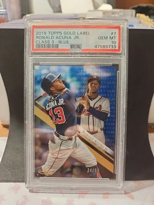 2019 Topps Gold Label - Ronald Acuña Jr. #7 Class 3 Blue /50 - Image 1 of 2