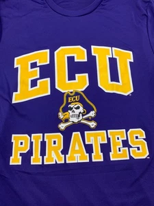 East Carolina Pirates Performance T-shirt Mens M Purple Double Sided Russell - Picture 1 of 14