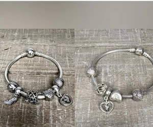 2 Pandora Sterling Silber Armbänder mit 11 Disney Charms Cinderella’s Carriage - Bild 1 von 17