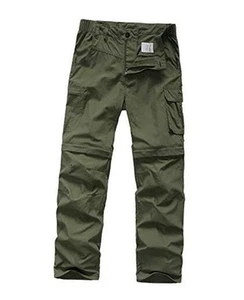 Kids' Cargo Pants, Boy's Casual Outdoor Quick Dry 12 Years Army Green - Picture 1 of 7
