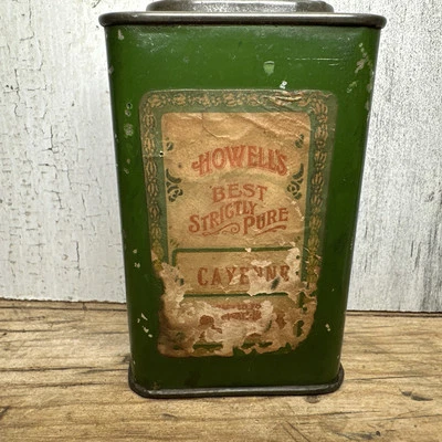 Vtg Howell’s Brand Spice Tin Cayenne Advertising - Image 1 of 4