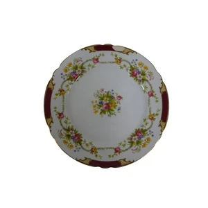 Shelley Dubarry Maroon 13395 8" Round Salad Plate Bone China England - Picture 1 of 8