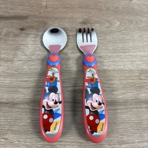 First Years Disney Junior Mickey Mouse Toddler Baby Spoon & Fork Set Goofy Red - Picture 1 of 9