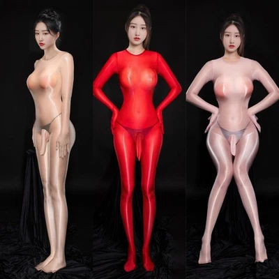 Medias de cuerpo completo suaves sedosas brillantes al aceite lencería mono pantimedias Foto 1 de 4