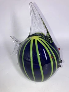 Angelfish Blown Glass Paperweight No Chips Blue & Yellow - Picture 1 of 9