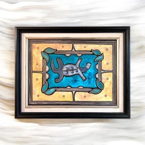 Pintura Acrílica Original sobre Lienzo - Firmada "A. Díaz" - Obra de Arte Lagarto Enmarcada - Imagen 1 de 19