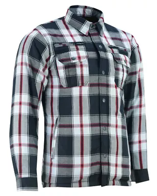 Mens Motorbike Motorcycle Flannel Lumberjack Shirt With Reinforced CE Armour - Image 1 of 4