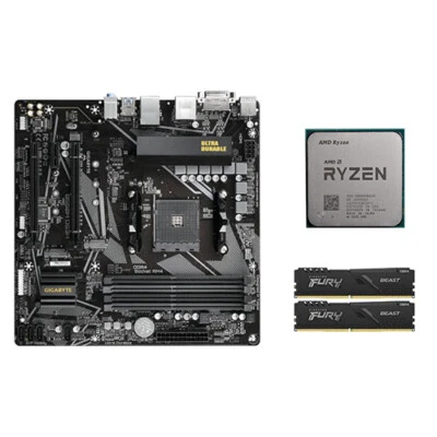 AMD RYZEN 7 3700X +GIGABYTE B550M DS3H AC micro ATX Motherboard+DDR4 8G 3200 x 2 - Image 1 of 2