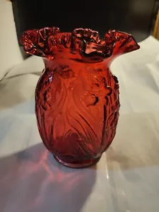 VINTAGE STAUBIGE ROSE NARZISSEN VASE FENTON 8" HOCH - Bild 1 von 2