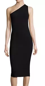 Diane Von Furstenberg Black One Shoulder Knit Evening Dress Women’s Medium $328 - Picture 1 of 9