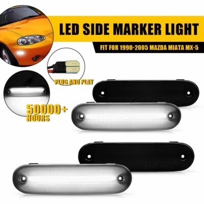For 1990-2005 Mazda Miata MX-5 Smoked LED Fender Side Marker Light Front & Rear - Imagem 1 de 4