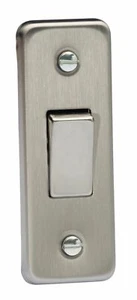 Varilight XSA1D Architrave Matt Chrome 1 Gang 2 Way Rocker Switch 87mm x 32mm - Picture 1 of 1