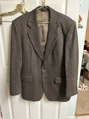 Jaqueta blazer LACROSSE VINTAGE TWEED masculina marrom ESPINHA DE PEIXE casaco esportivo 42L - Imagem 1 de 4