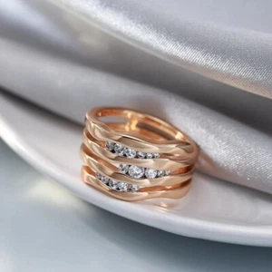 Eleganter Ring 585 RG Rotgold Rosegold mit Zirkon 58 (18,4 mm Ø) 7,5g - Bild 1 von 5