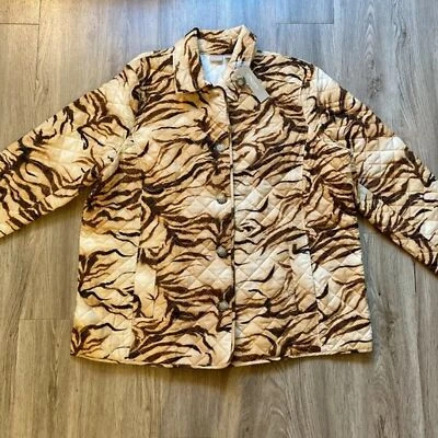 Chico's Tiger-Print Quilted Jacket Size 4 NWT - Image 1 of 4