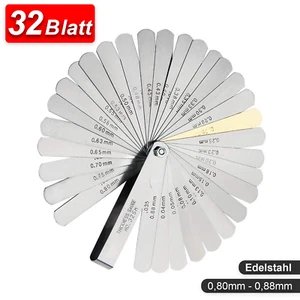 32 Blatt Fühlerlehre Abstandslehre Blattlehre Ventillehre Fühllehre Spaltmass - Bild 1 von 4