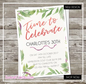 Birthday Party Invitations Personalised & Garden Party 30th 40th 50th 60th - Picture 1 of 7