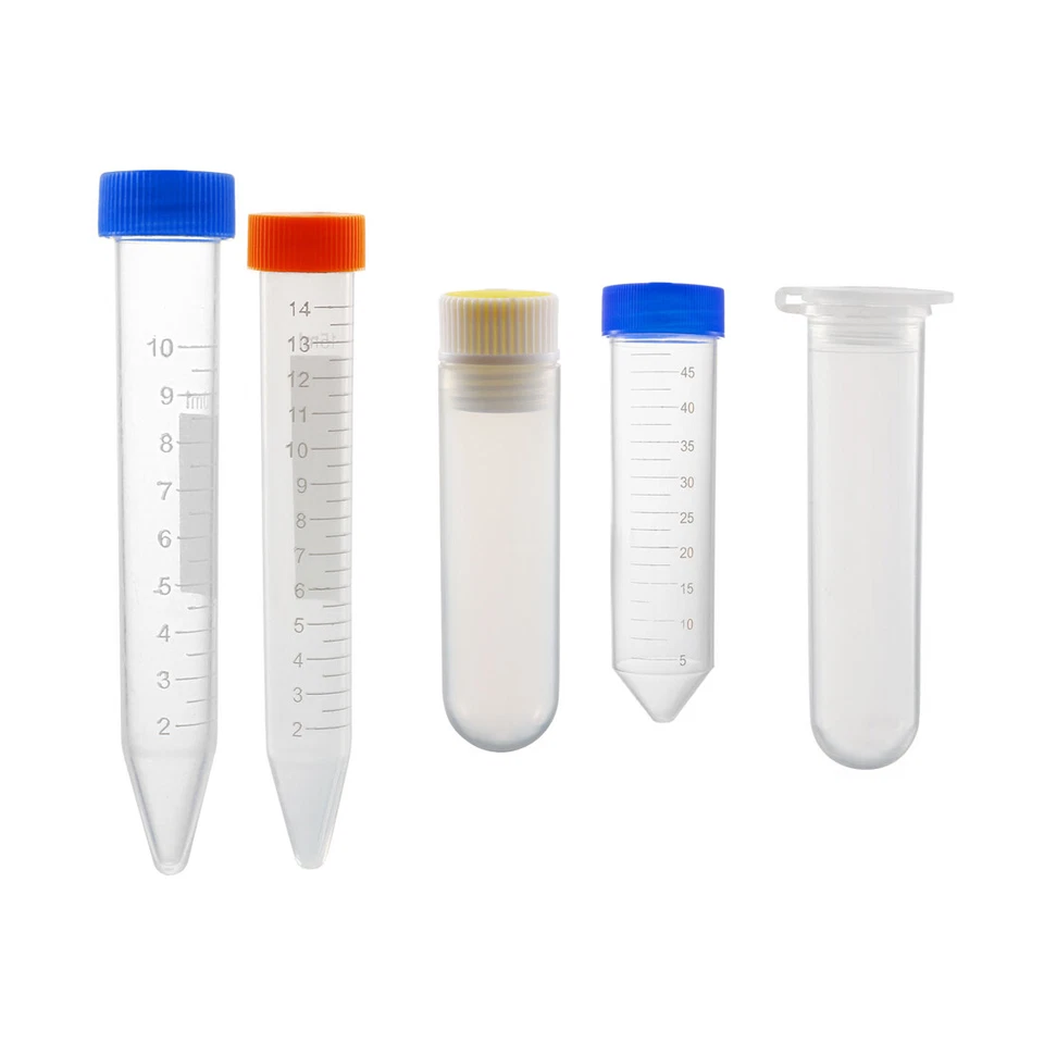 Plastic Centrifuge Tubes with Cap 0.1ml 0.5ml 2ml 7ml 10ml 20ml 30ml 50ml 100ml - Image 1 of 1