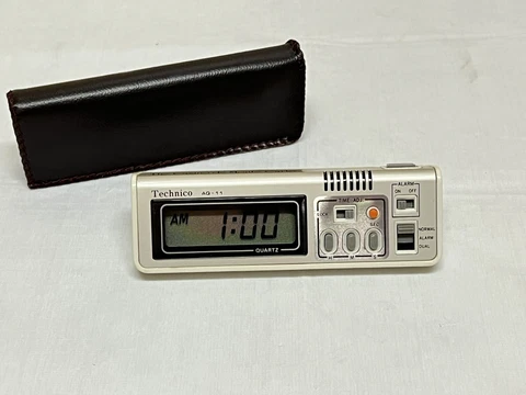 TECHNICO AQ-11 LCD Portable Travel Pocket Cordless Alarm Clock Vintage-Works!! Cover