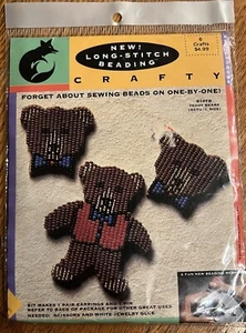 Crafty Prod. Teddybären 810 TB langer Stich Auffädeln Kit Ohrringe und Stift Neu in Verpackung Neu - Bild 1 von 2