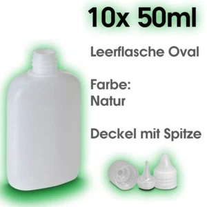 10 x 50ml OVAL Leerflaschen Liquidflaschen Plastikflaschen Tropfflaschen NATUR - Bild 1 von 1