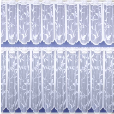 Hawaii Lace Cafe Net Curtains White  in 15" and 24" Drop - Free Postage - - Image 1 of 2