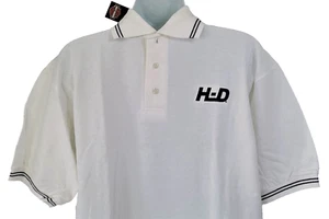 Harley Davidson SS Shirt Polo Golf White Texture Button Embroidered 44in Mens M - Picture 1 of 9