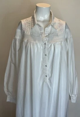 VTG Gilligan & O'Malley White Cotton  Nightgown Cottagecore Victorian M - Image 1 of 4