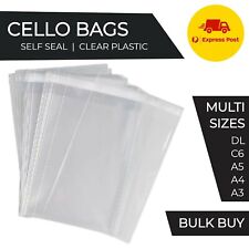200 Clear Self Seal Adhesive Cello Bag Plastic Cellophane DL C6 A5 A4 A3 EXPRESS