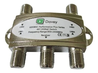 Davey 4x1 DiSEqC FTA Satellite Switch DiSEqC 2.0 GDSW41, 4x1 Switch (2 Pack) - Image 1 of 2