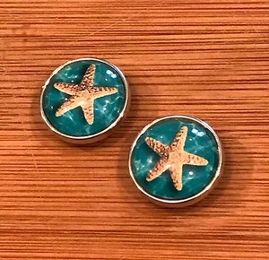 Starfish Snap Buttons Set of 2 Vacation Beach Summer Nautical 18mm NEW! - Picture 1 of 2
