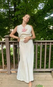 50er Jahre Seiden Braut Nachthemd - Spitzendetails - S - Vintage Seidennachthemd - Bild 1 von 22