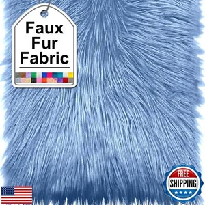 Sky Blue Faux Fur Fabric Squares, 10x10 Inches Fluffy Faux Fur for DIY Crafts - Picture 1 of 5