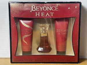 Heat By Beyonce 3 Pc Gift Set Parfum Spray & Body Lotion & Shower Gel RARE NOS!