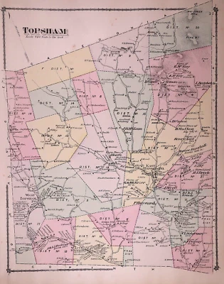 Mapa Plat 1877 ~ TOPSHAM, ORANGE Co., VERMONT (12x15)-#003 Foto 1 de 2