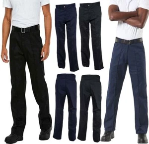 Pantalones informales lisos de trabajo para adultos con bolsillos de longitud completa para hombre - Imagen 1 de 8