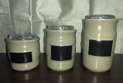 Tarro de almacenamiento de 3 vasijas de tiza Longaberger verde salvia tradiciones tejidas nuevo sin caja Foto 1 de 4