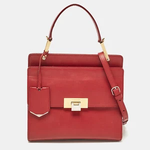 Balenciaga Red Leather Le Dix Cartable Top Handle Bag - Picture 1 of 9