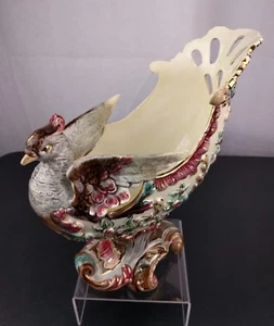 Figura de Colección Early Eichwald Mayólica Pájaro Tazón Plato Arte Pavo Urna Jarrón Utilería - Imagen 1 de 12