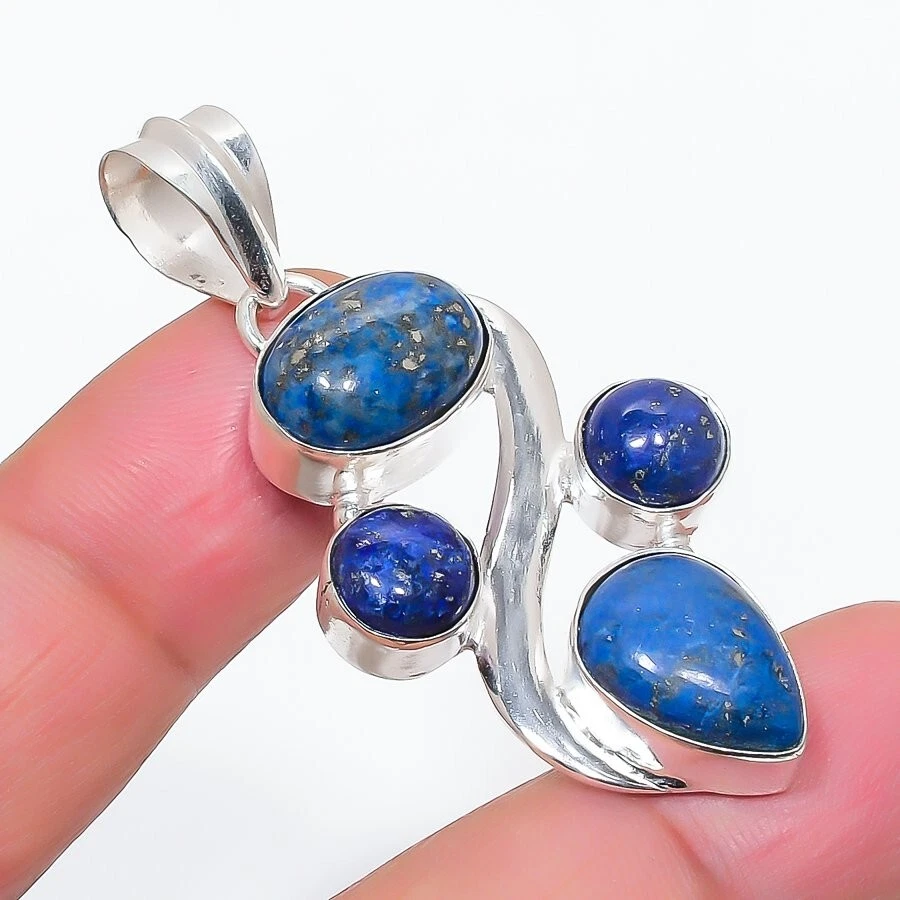 Lapis Lazuli Gemstone Handmade 925 Sterling Silver Jewelry Pendant Size "2" - Image 1 of 1