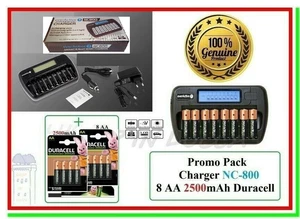 Caricabatterie per Pile Ricaricabili NC-800 LCD + 8 Duracell Stilo AA 2500mAh - Foto 1 di 7