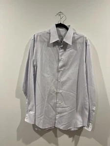 Armani Striped Dress Shirt Blue/White 41/16 Large Button Down - Picture 1 of 5