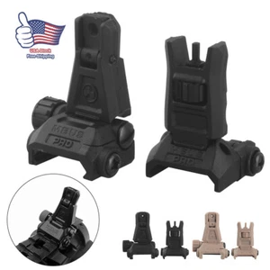 Flip Up Sights Set Front and Rear Rail Tactical Folding Back Up Sight - Picture 1 of 3